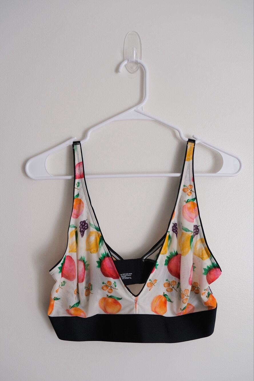 Parade Mesh Comfort Womens XL Triangle Bralette Summer Fruit Print Bra